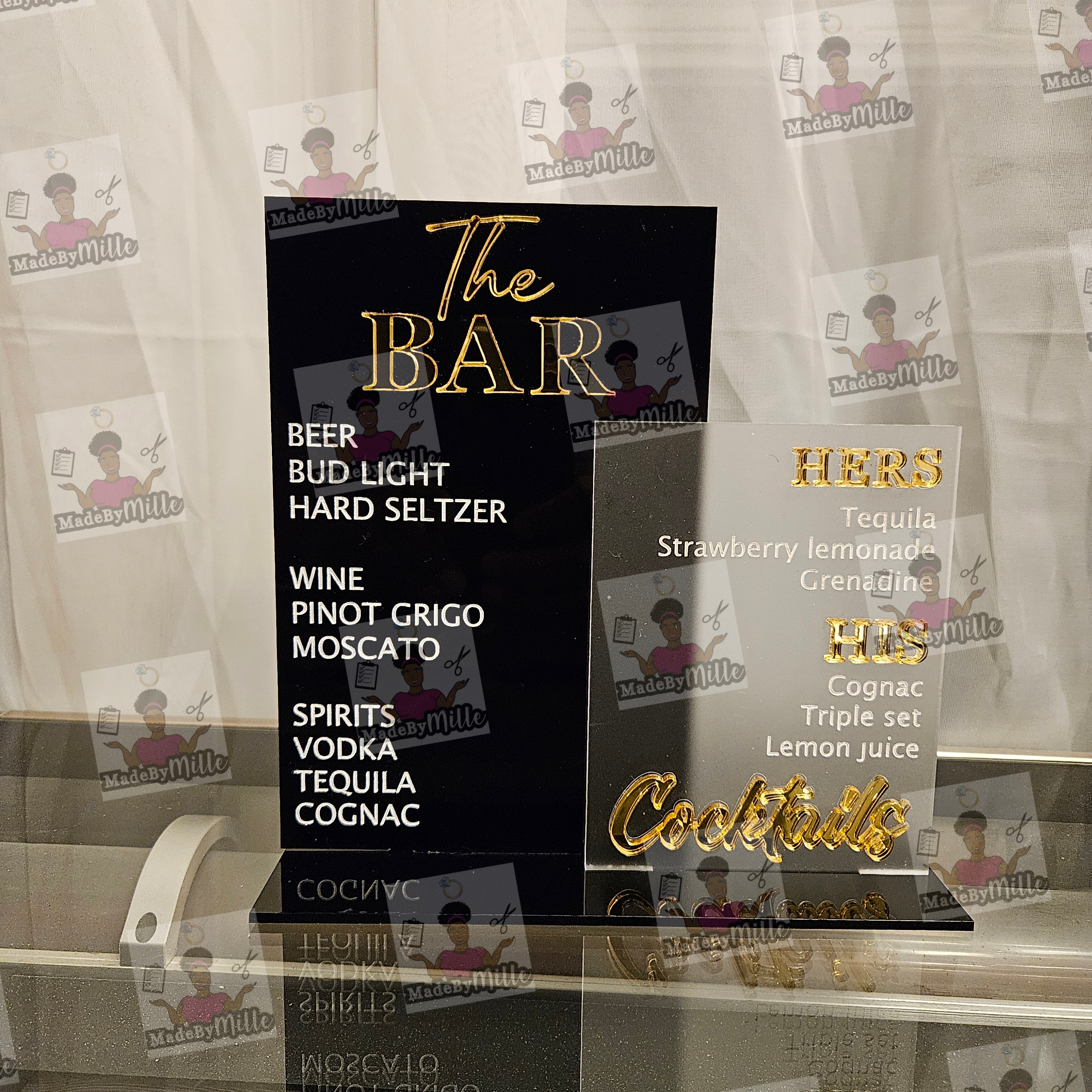 Acrylic Drink Menu
