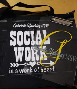 Personalized Social Worker Tote Bag and Clipboard