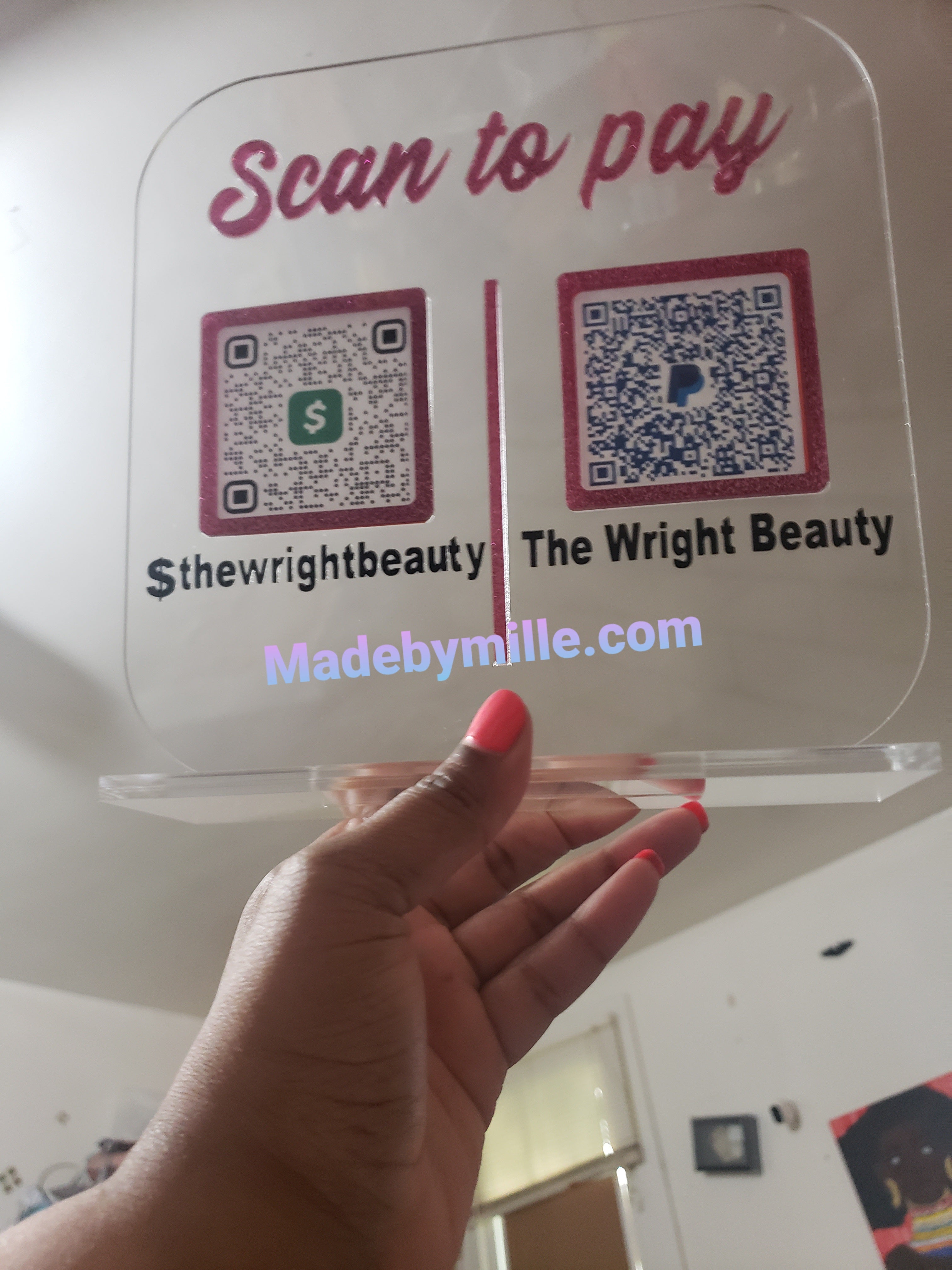 No Logo Scan to Pay / QR Board / Scan to Pay Plaque / Acrylic QR Code Sign / QR Code Scanner Plaque / Cash App Sign / PayPal Sign / Venmo Sign /