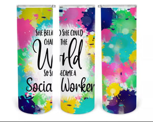 20 oz. Multicolor Social Worker Tumbler